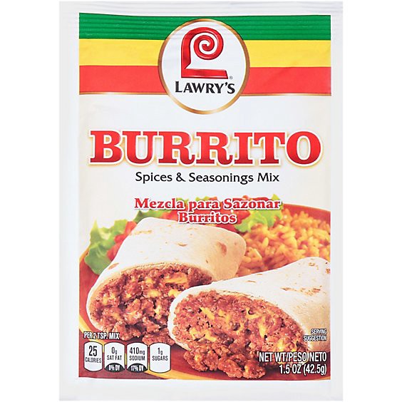 slide 1 of 1, Lawry's Burrito Seasoning Mix - 1.5 Oz, 1.5 oz