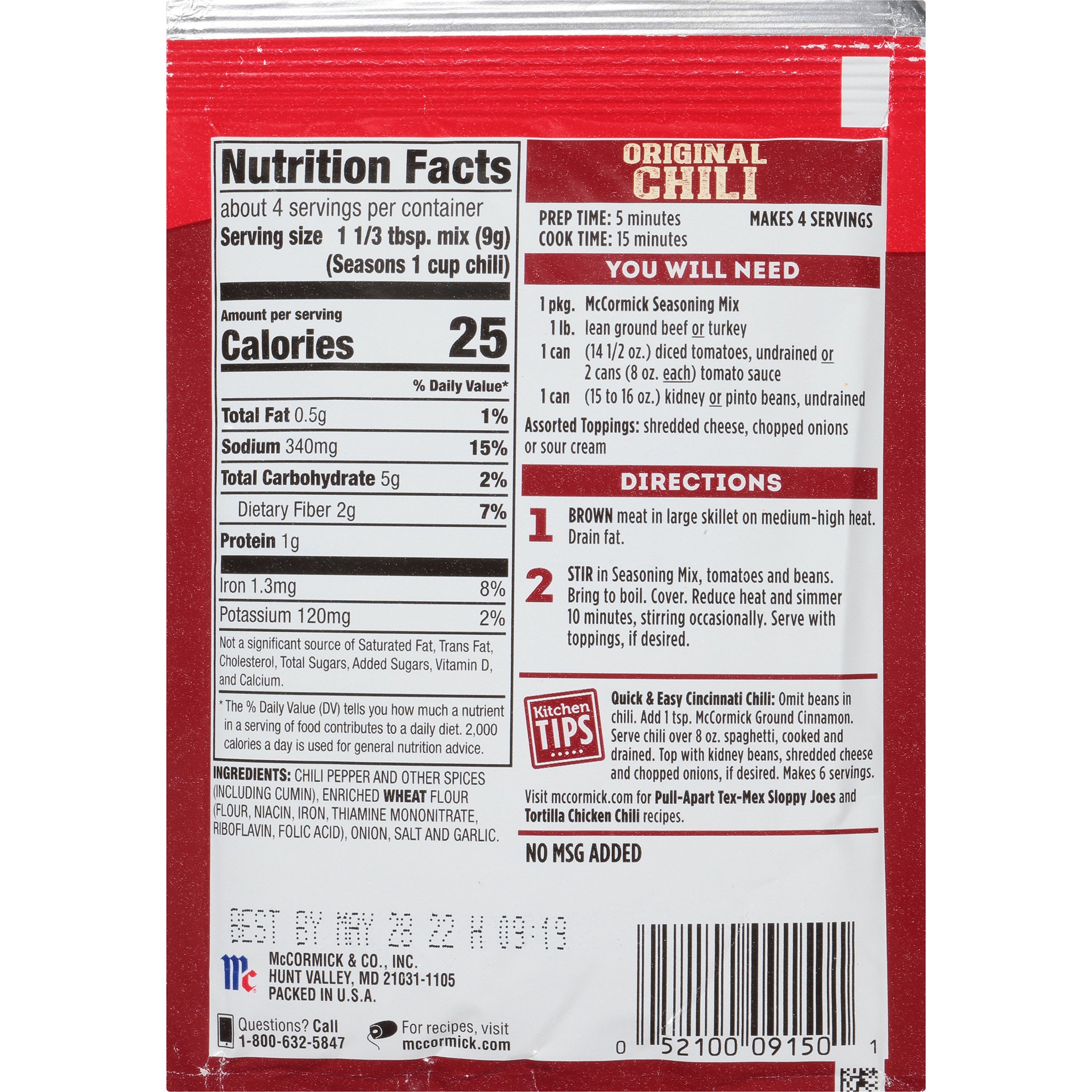 slide 9 of 9, Mccormick Chili Seasoning Mix - 1.25 Oz, 1.25 oz