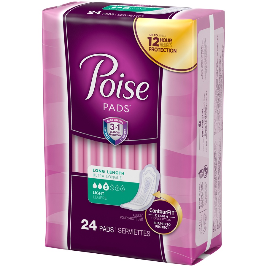 slide 3 of 3, Poise Postpartum Incontinence Bladder Control Pads for Women - Light Absorbency - Long Length - 24ct, 24 ct