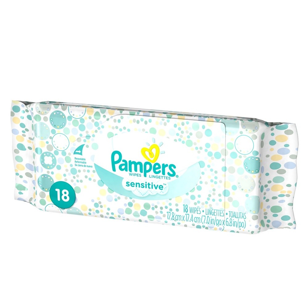 slide 4 of 6, Pampers Baby Wipes Sensitive Perfume Free 18 Count, 18 ct