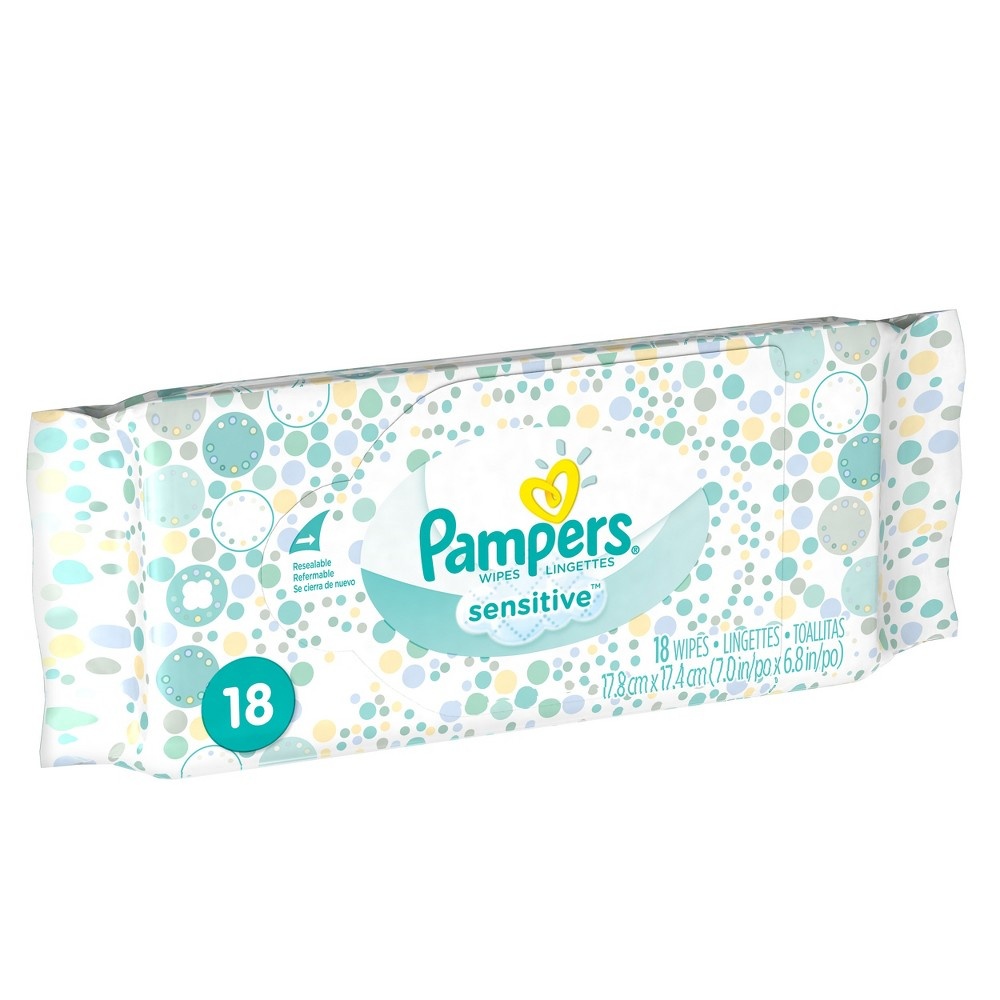 slide 6 of 6, Pampers Baby Wipes Sensitive Perfume Free 18 Count, 18 ct