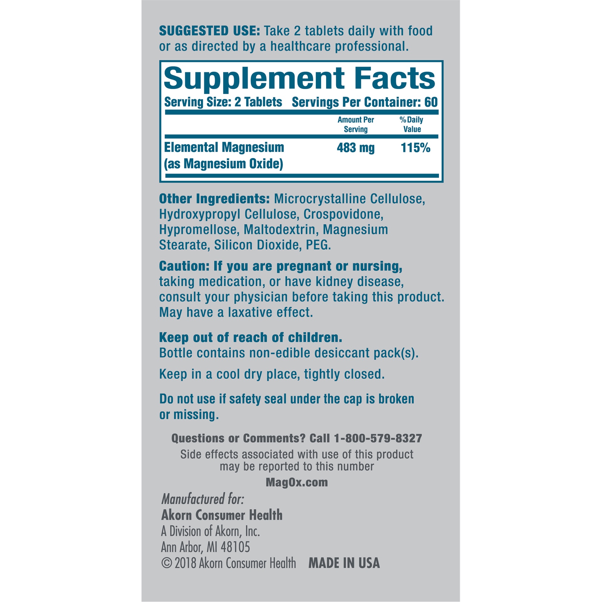 slide 6 of 7, Mag-Ox 400 Magnesium Oxide Dietary Mineral Supplement Tablets 120 Count, 120 ct