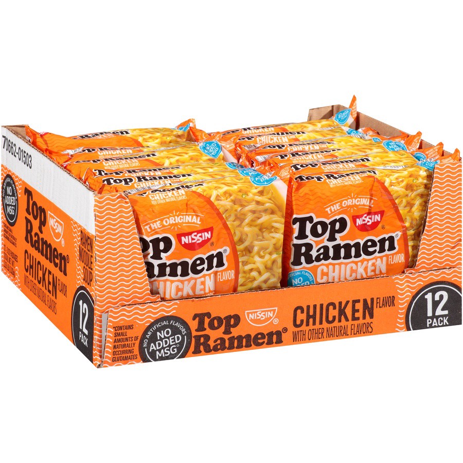 slide 4 of 8, Nissin® Top Ramen® ramen noodle soup, chicken flavor, 12 ct; 3 oz