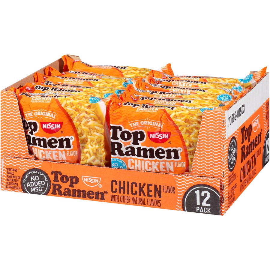 slide 2 of 8, Nissin® Top Ramen® ramen noodle soup, chicken flavor, 12 ct; 3 oz