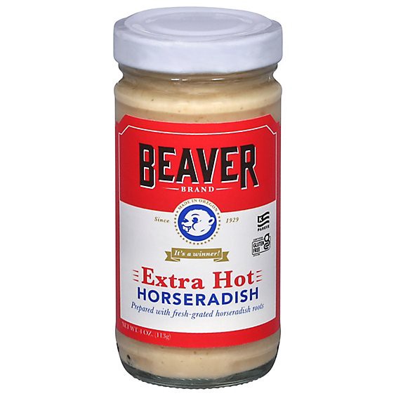 slide 1 of 1, Beaver Brand Horseradish Roots Grated Extra Hot - 4 Oz., 4 oz