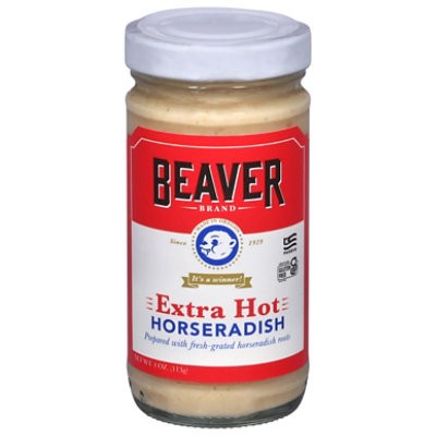 slide 1 of 3, Beaver Brand Horseradish Roots Grated Extra Hot - 4 Oz., 4 oz