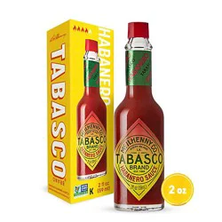 Tabasco Habanero Hot Sauce Spicy Heat & Fruity Balance In Glass Bottle - 2 Fl. Oz.