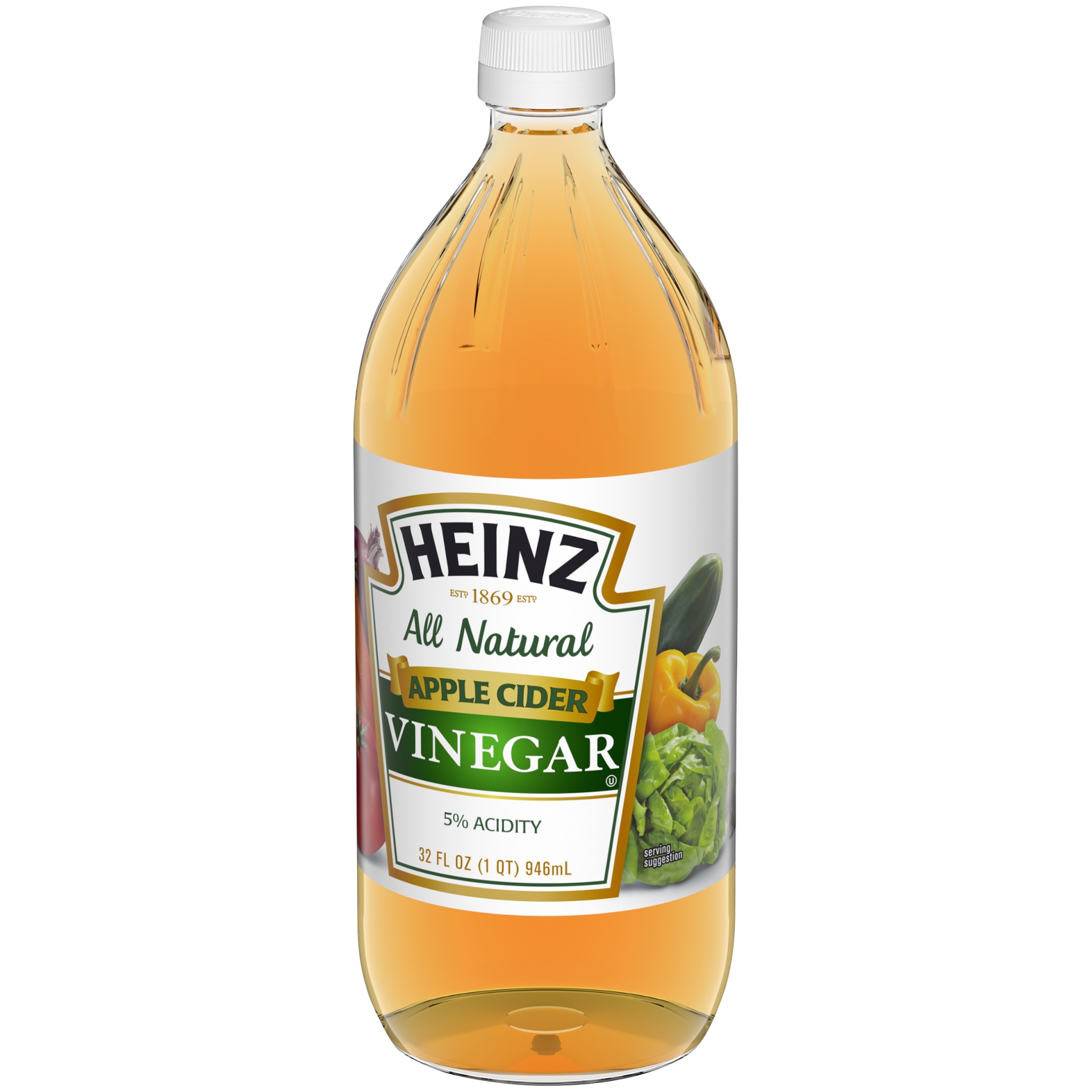 slide 3 of 6, Heinz All Natural Apple Cider Vinegar with 5% Acidity , 32 fl oz Bottle, 