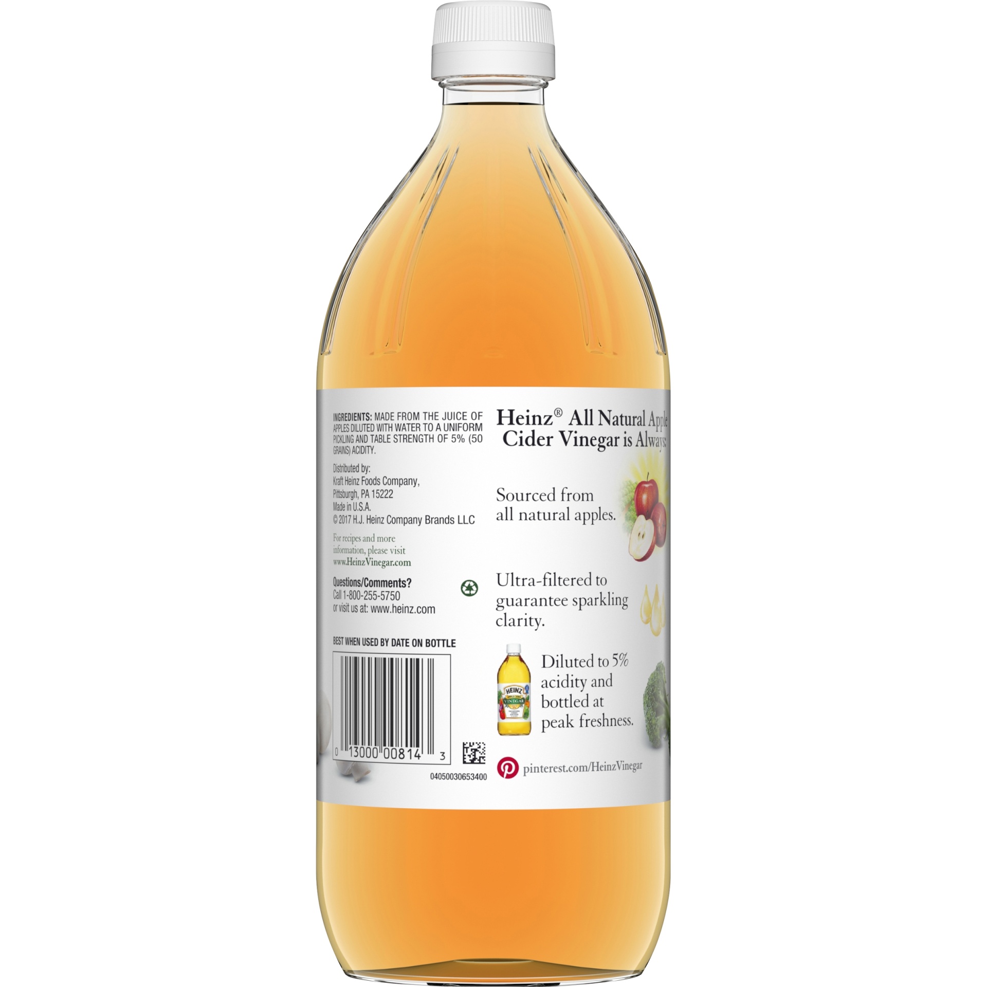 slide 4 of 6, Heinz All Natural Apple Cider Vinegar with 5% Acidity , 32 fl oz Bottle, 