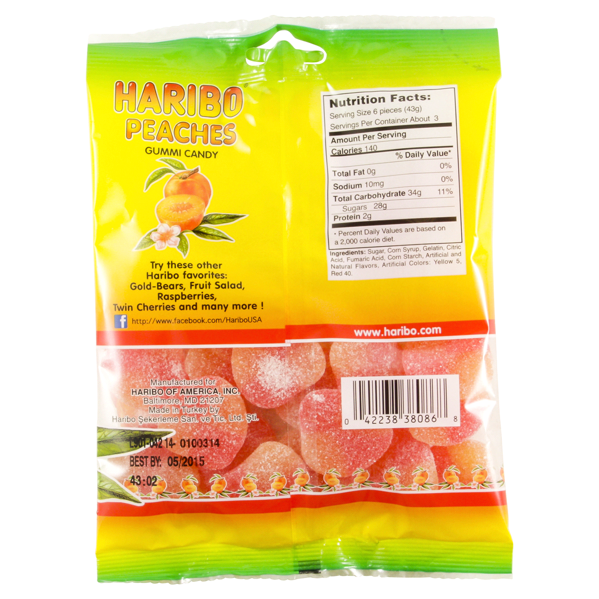 slide 2 of 2, Haribo Gummi Peaches, 5 oz