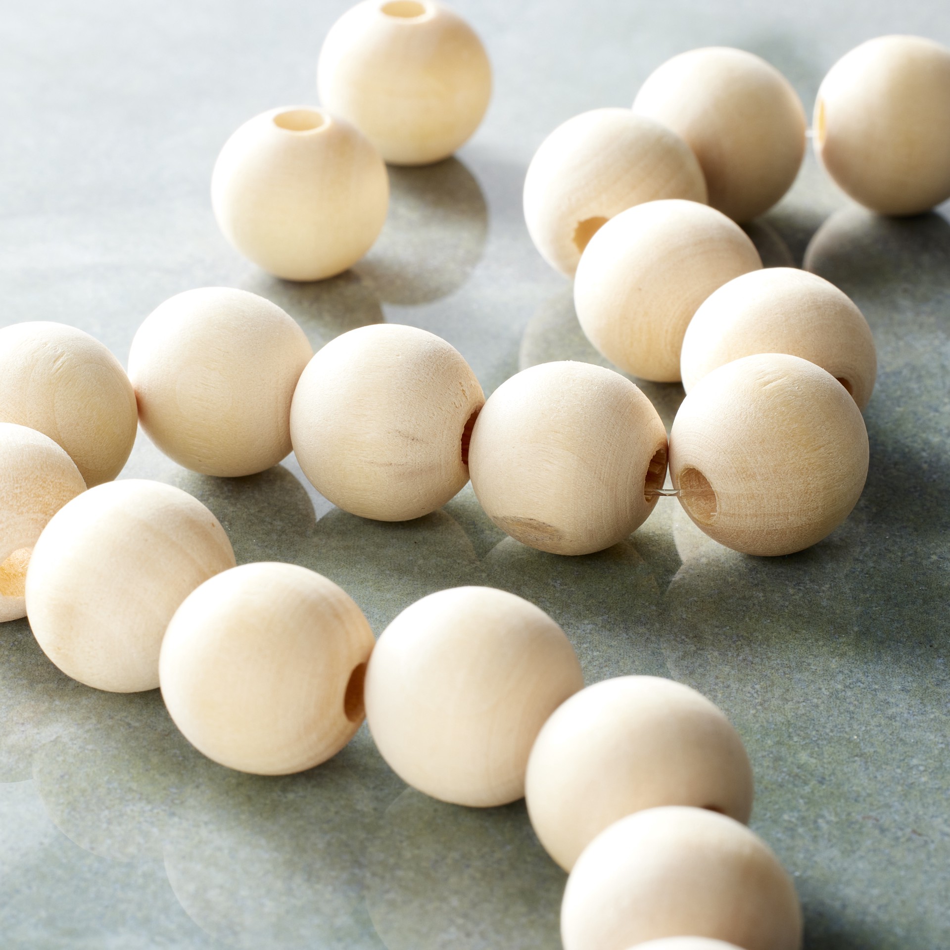 slide 3 of 3, Natural Wooden Round Beads, 15mm By Bead Landing, 15mm