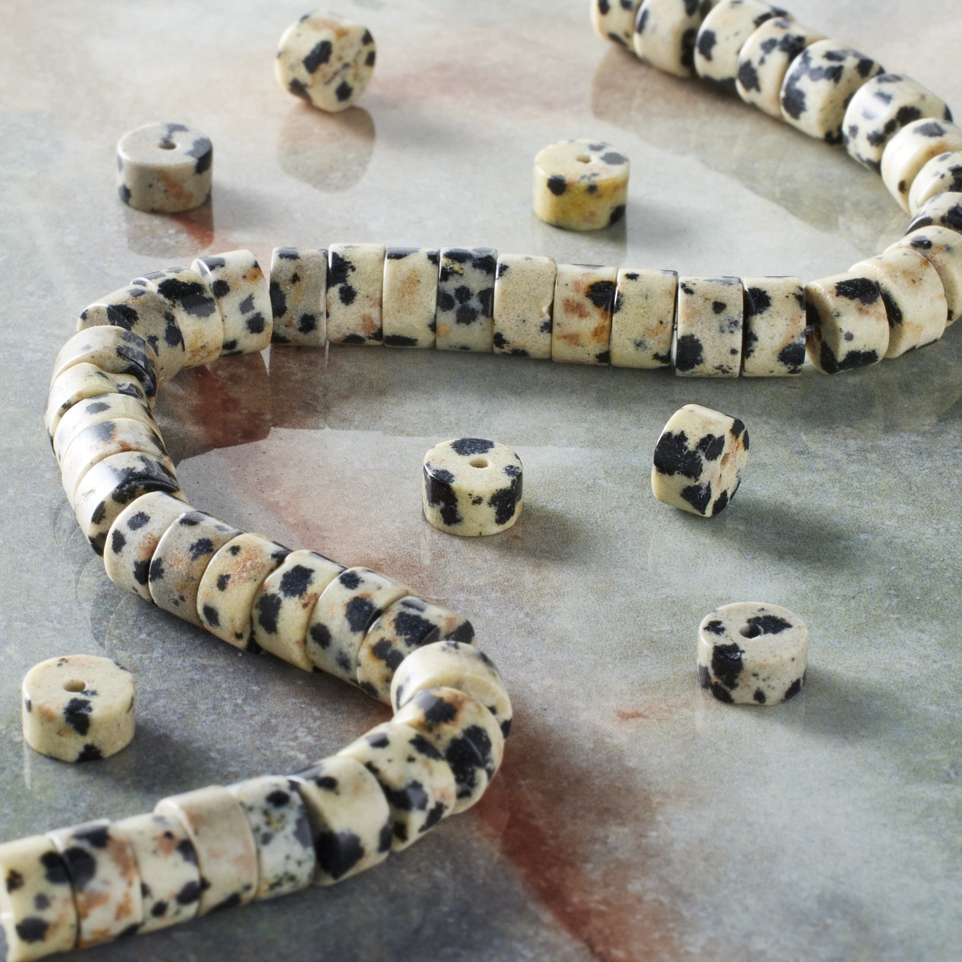 slide 2 of 3, Dalmatian Jasper Heishi Beads, 6mm By Bead Landing, 6 mm