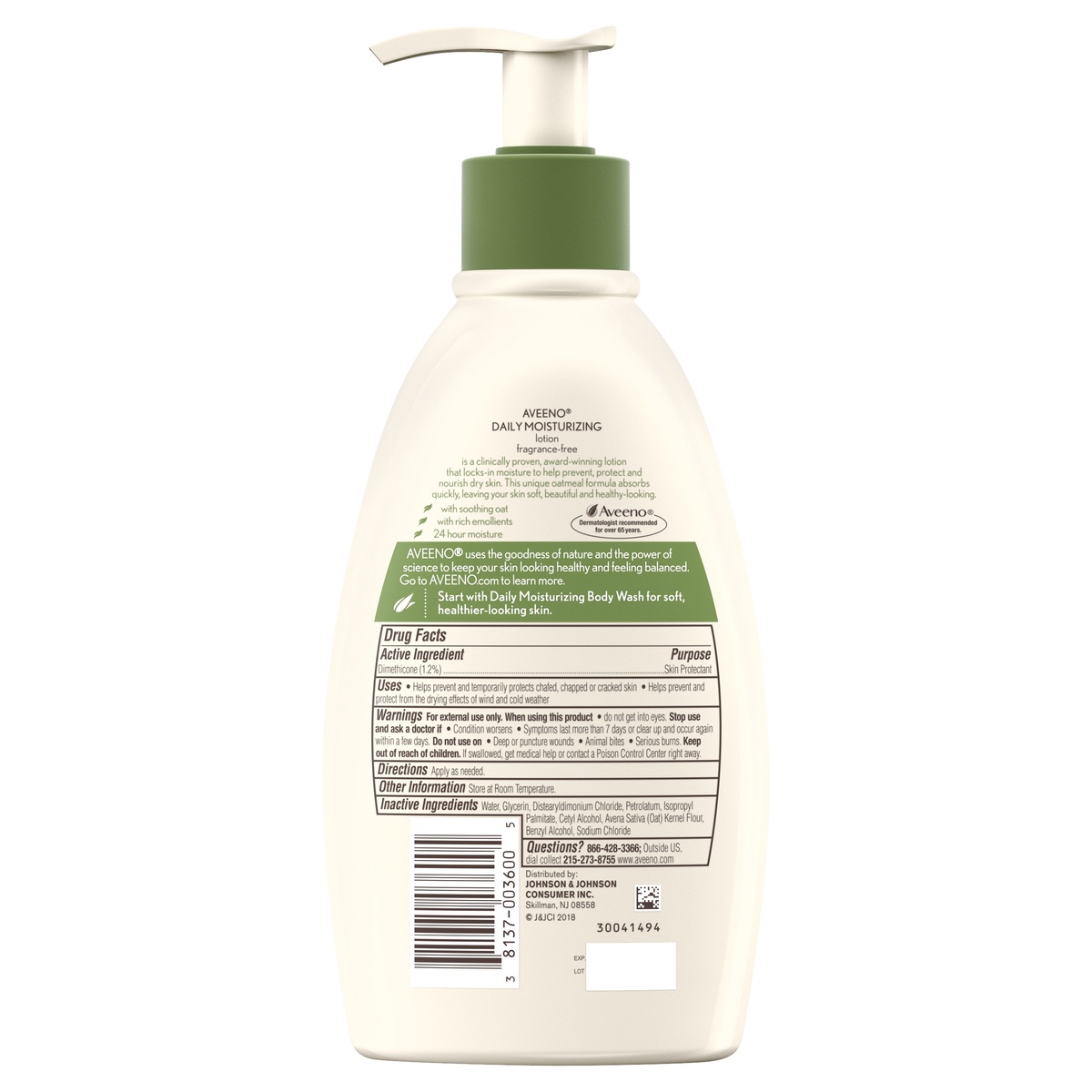 slide 5 of 6, Aveeno Daily Moisturizing Body Lotion with Soothing Oat and Rich Emollients to Nourish Dry Skin, Fragrance-Free, 12 fl oz