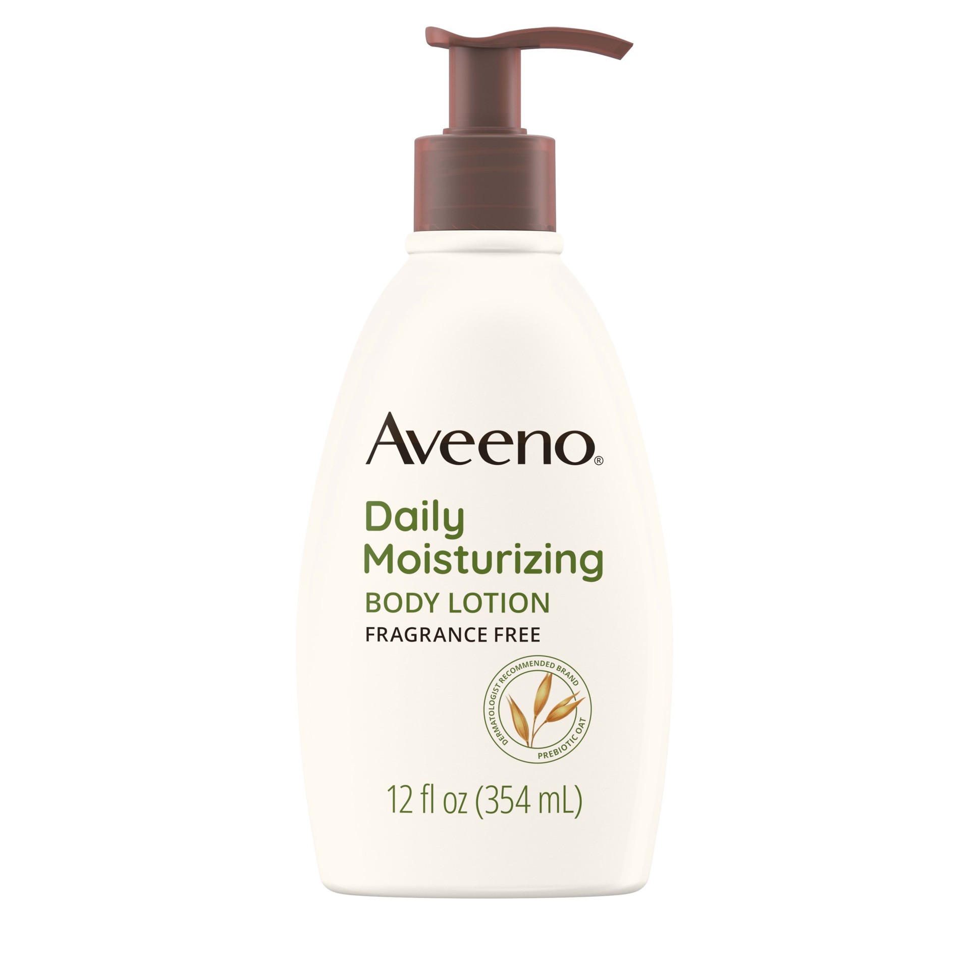 slide 1 of 12, Aveeno Daily Moisturizing Body Lotion with Soothing Prebiotic Oat, Gentle Lotion Nourishes Dry Skin With Moisture, Paraben-, Dye- & Fragrance-Free, Non-Greasy & Non-Comedogenic, 12 fl. oz, 12 oz