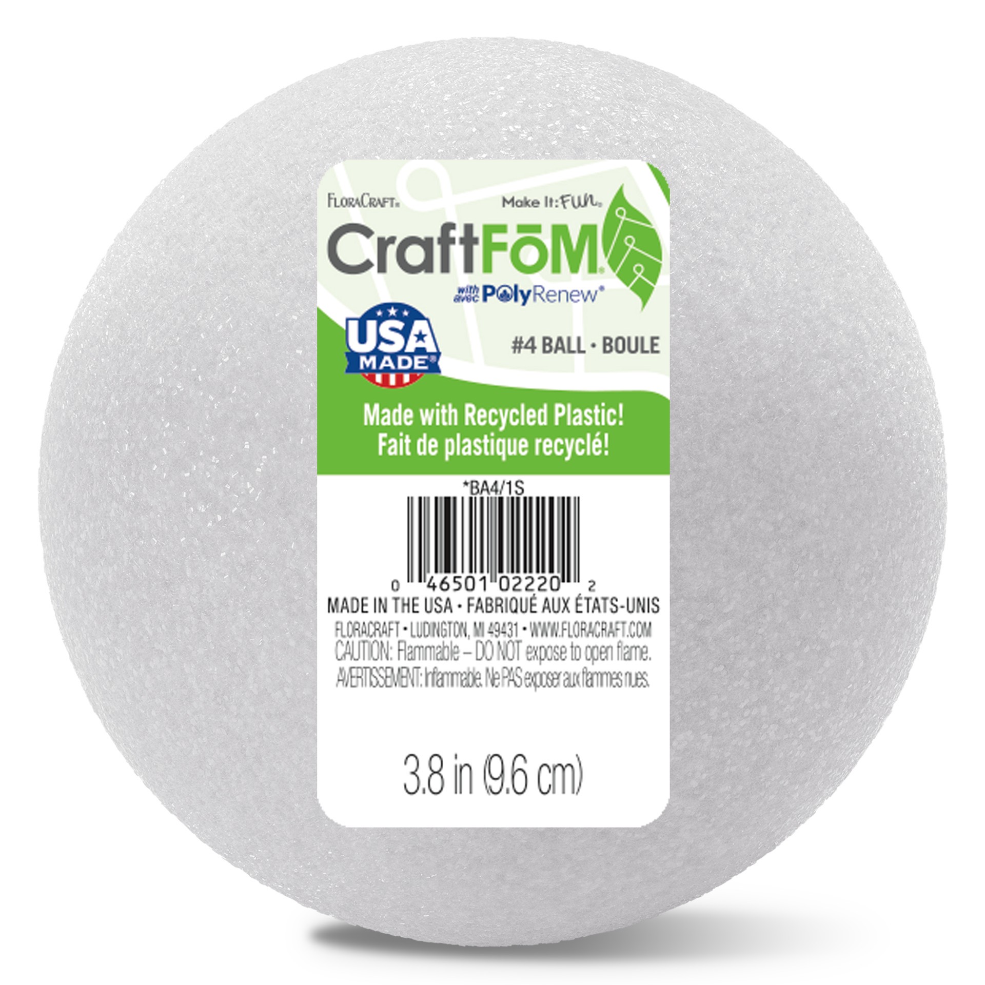 slide 5 of 5, FloraCraft Styrofoam Ball 4 Inch White, 1 ct