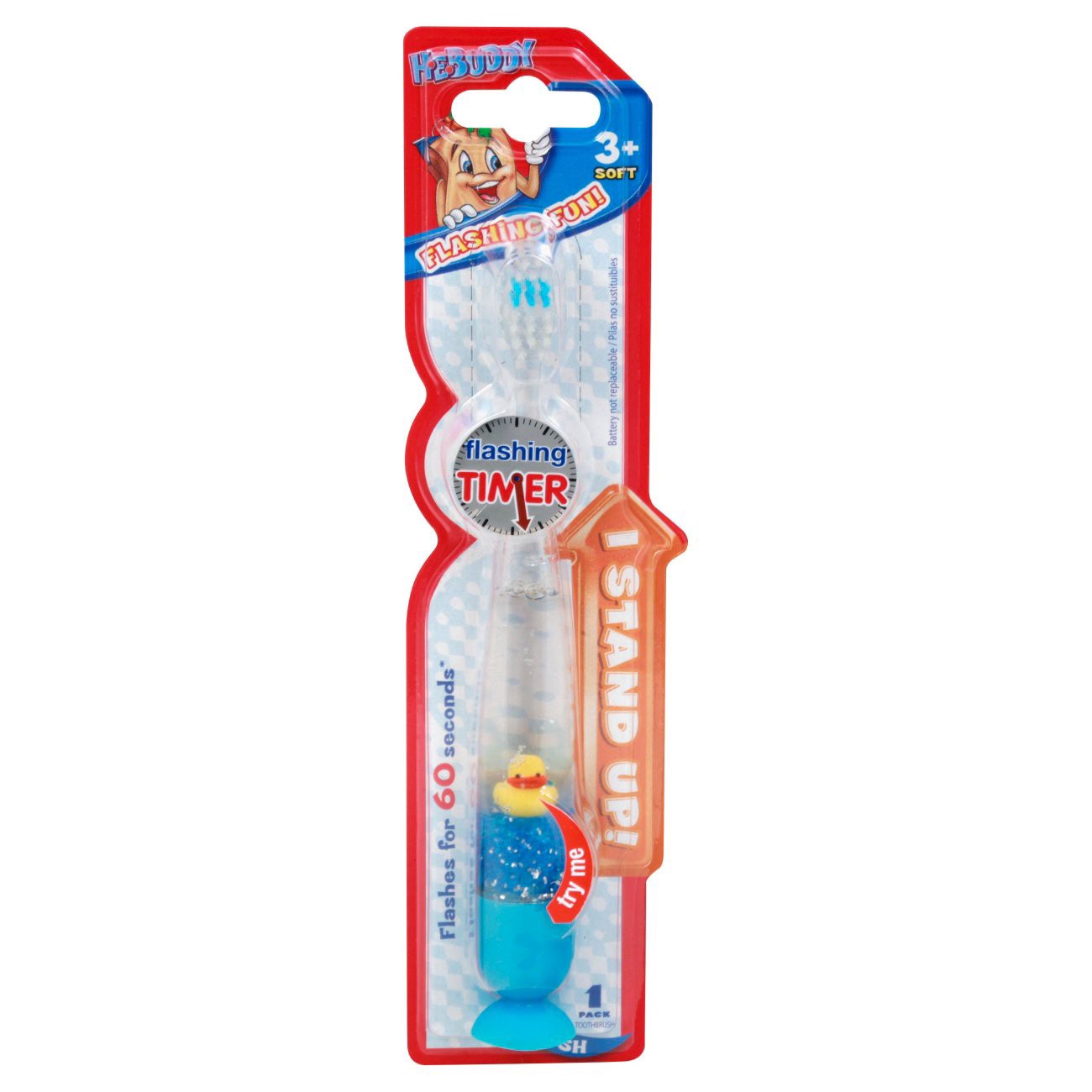 slide 1 of 1, H-E-Buddy Liquid Flashing Timer Toothbrush, 1 ct