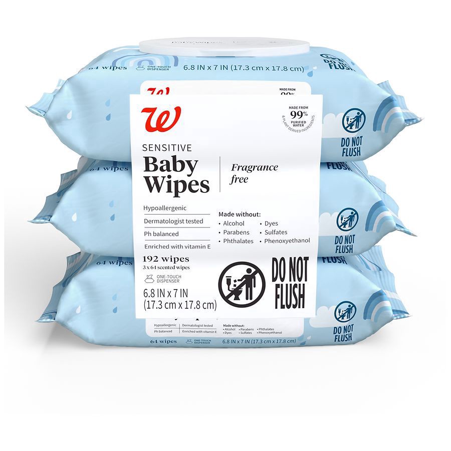 slide 1 of 5, Walgreens Baby Wipes, Sensitive Fragrance Free, 64 ct