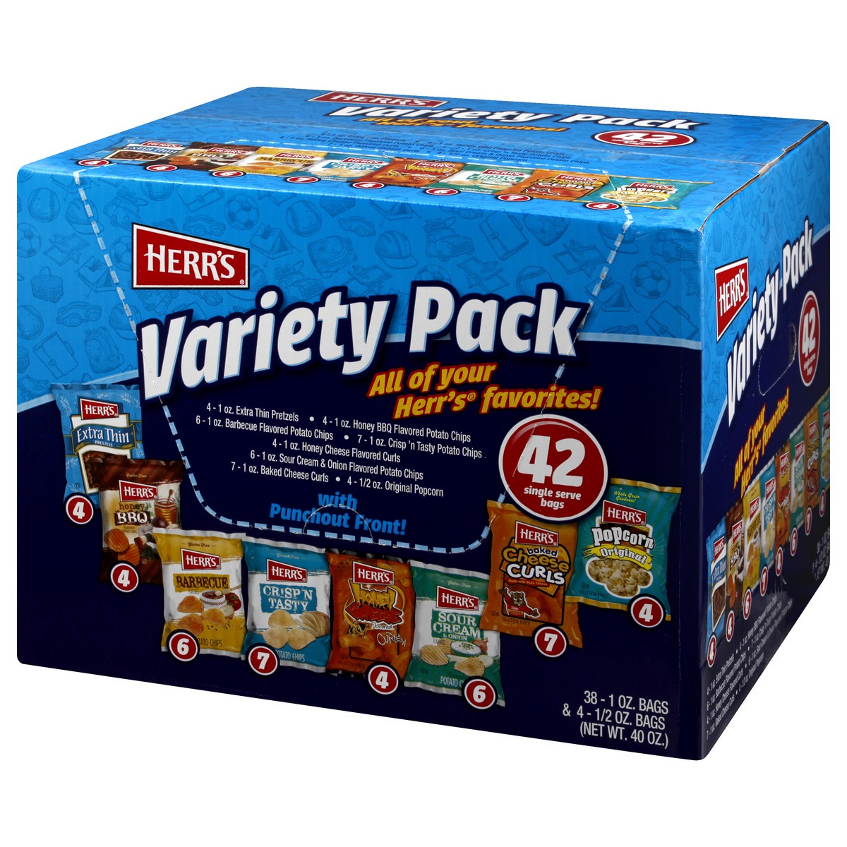 slide 3 of 11, Herr's Variety Pack Snacks 42 ea, 42 ct