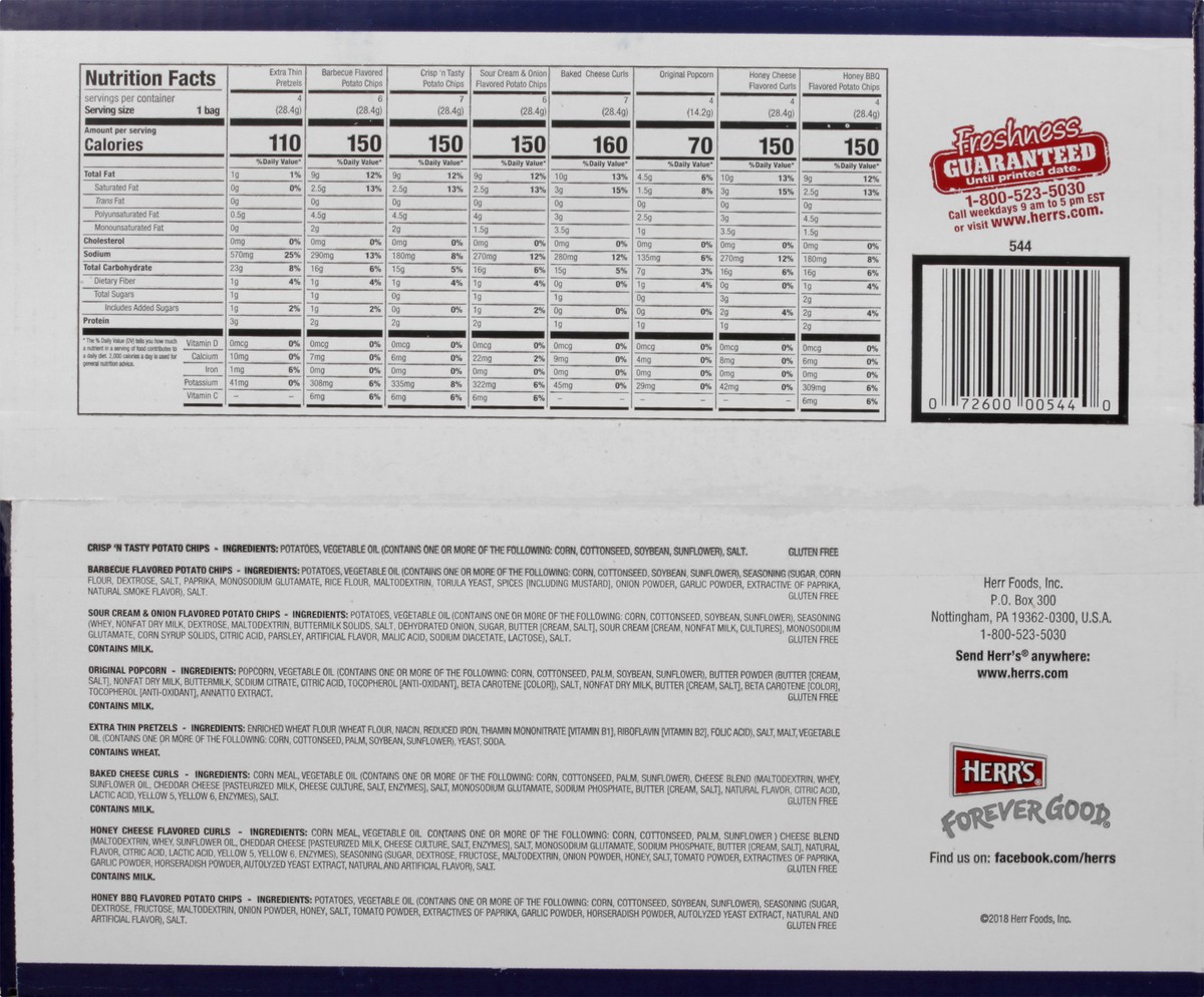 slide 9 of 11, Herr's Variety Pack Snacks 42 ea, 42 ct