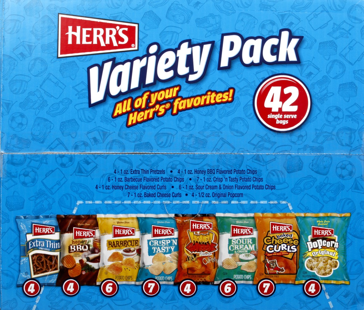 slide 4 of 11, Herr's Variety Pack Snacks 42 ea, 42 ct