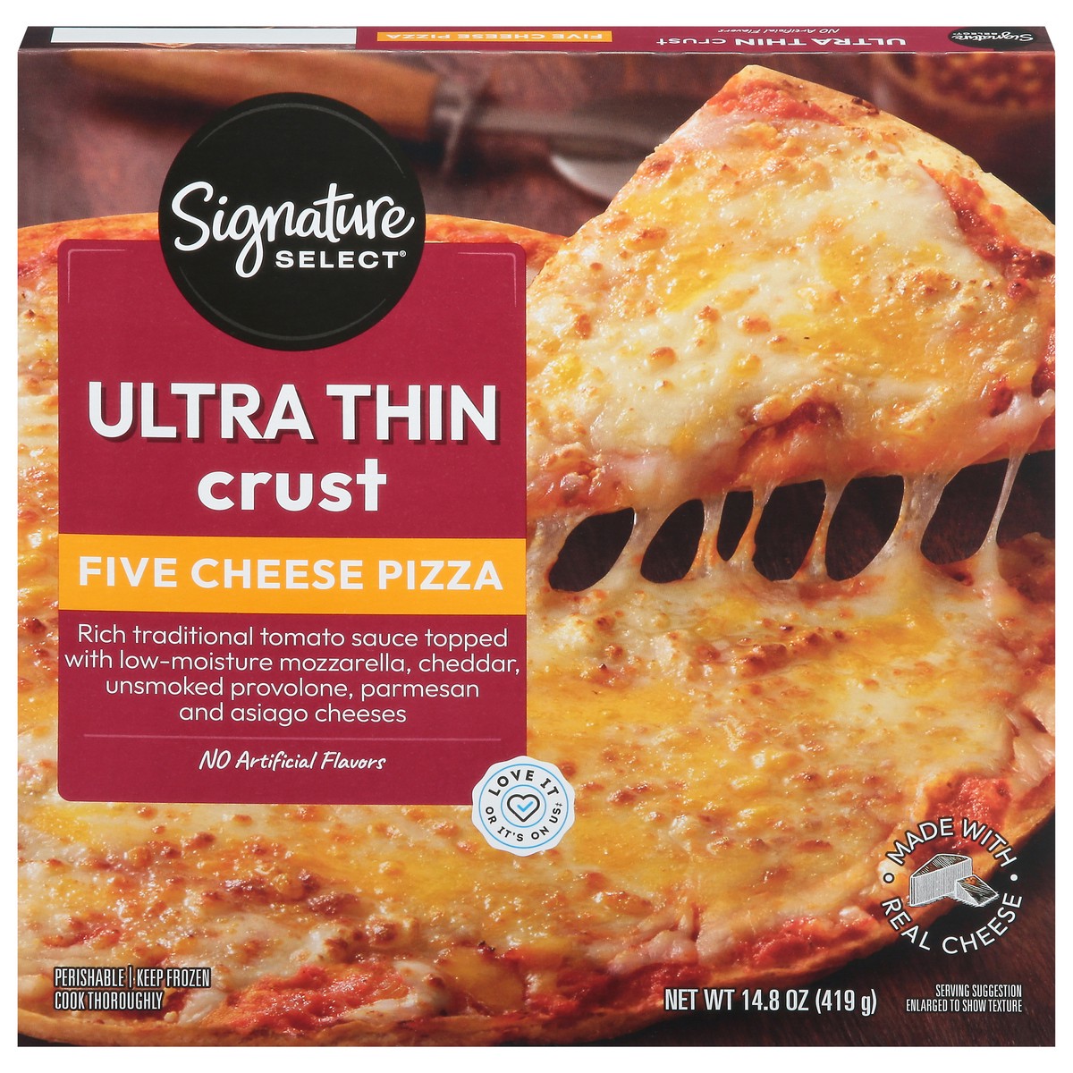 slide 1 of 14, Signature Select Ultra Thin Crust Five Cheese Pizza 14.8 oz, 14.8 oz