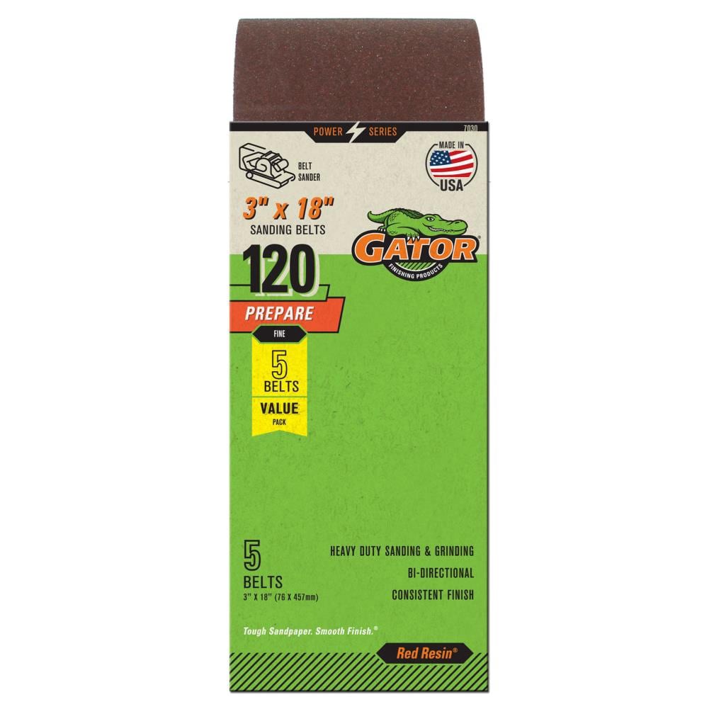 slide 1 of 6, Gator Ali 3 x 18 A/O 120# 5PK 5 -Piece Aluminum oxide 120 -Grit Belt Sandpaper, 1 ct