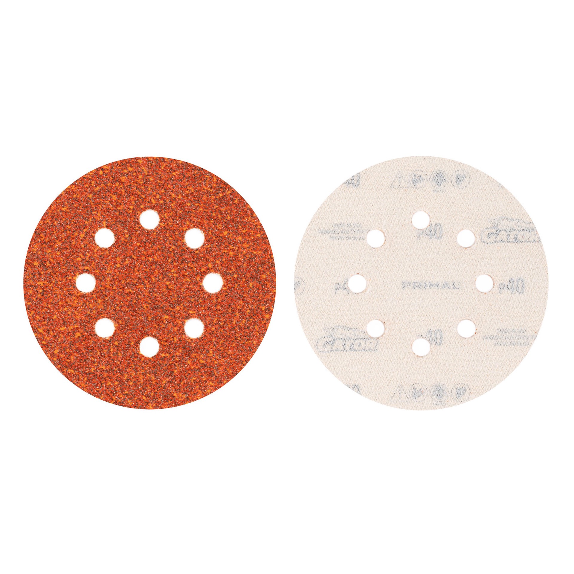 slide 5 of 6, Gator 5 in. 8-Hole Hook and Loop Sanding Disc 40 Grit 50 pack 50 -Piece Aluminum oxide 40 -Grit Disc Sandpaper, 1 ct