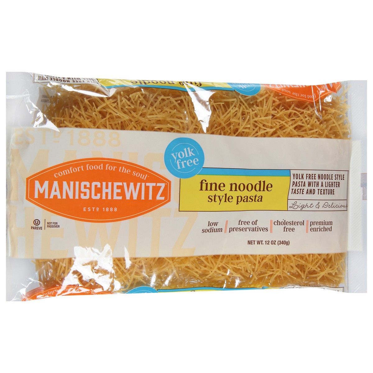 slide 3 of 9, Manischewitz Yolk Free Fine Noodle Style Pasta 12 oz, 12 oz