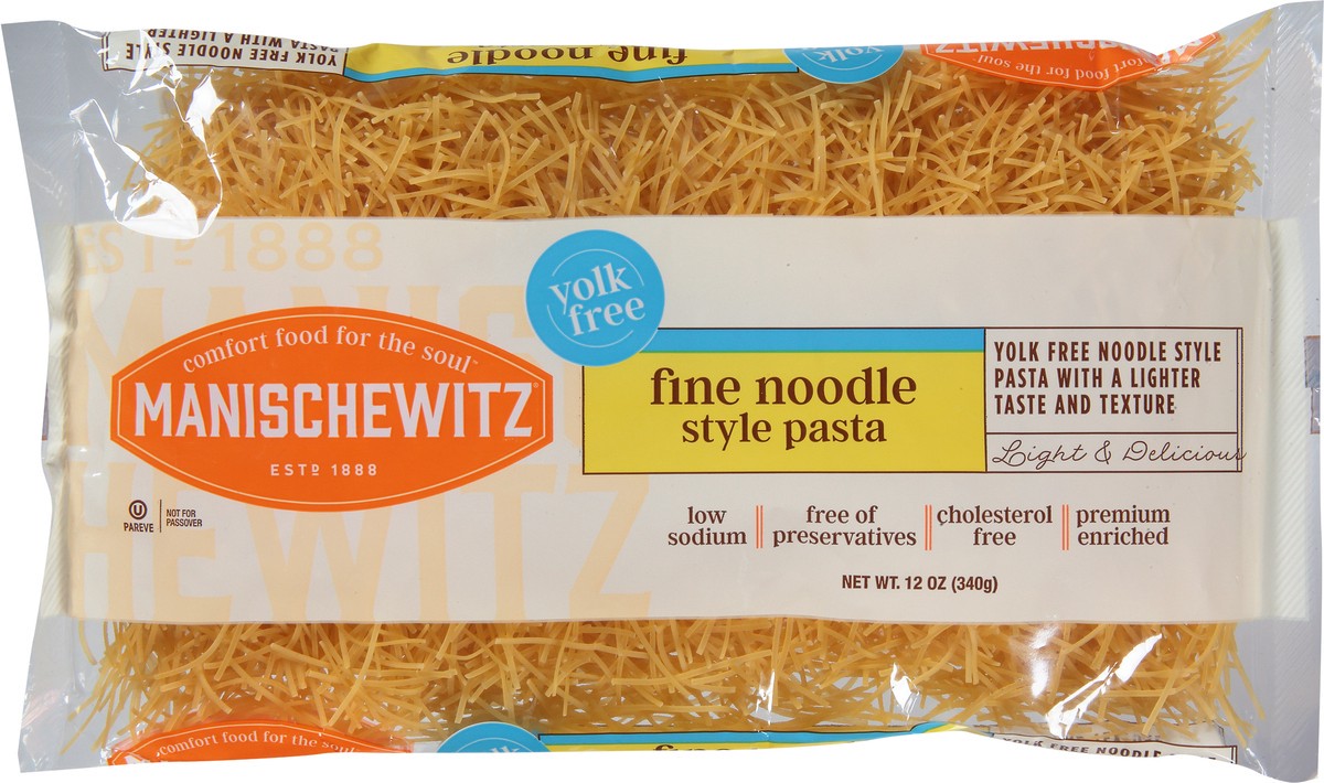 slide 9 of 9, Manischewitz Yolk Free Fine Noodle Style Pasta 12 oz, 12 oz