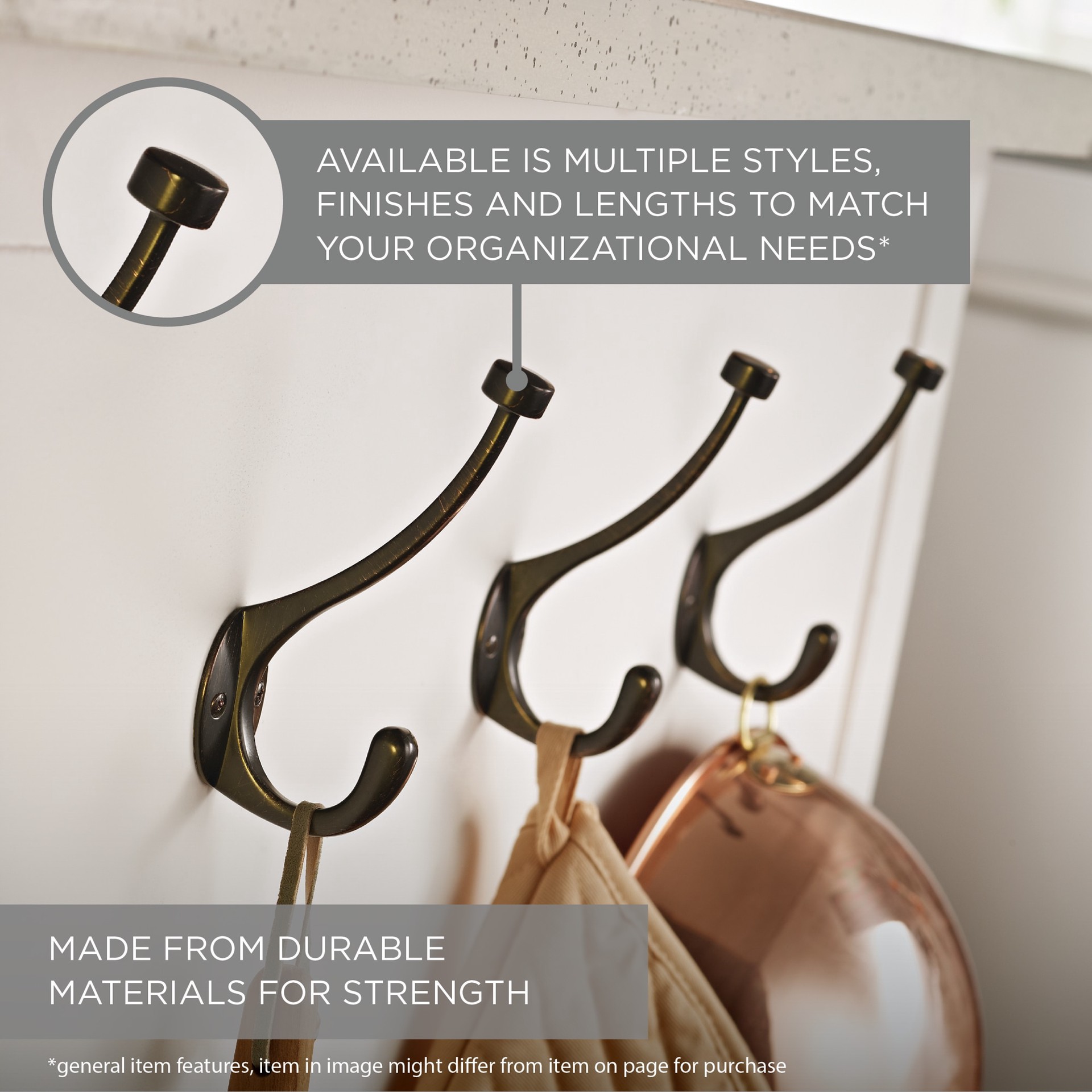 slide 6 of 6, allen + roth 1 -Hook 2.2441-in x 1.46-in H Satin Nickel Decorative Wall Hook ( 25-lb Capacity), 1 ct