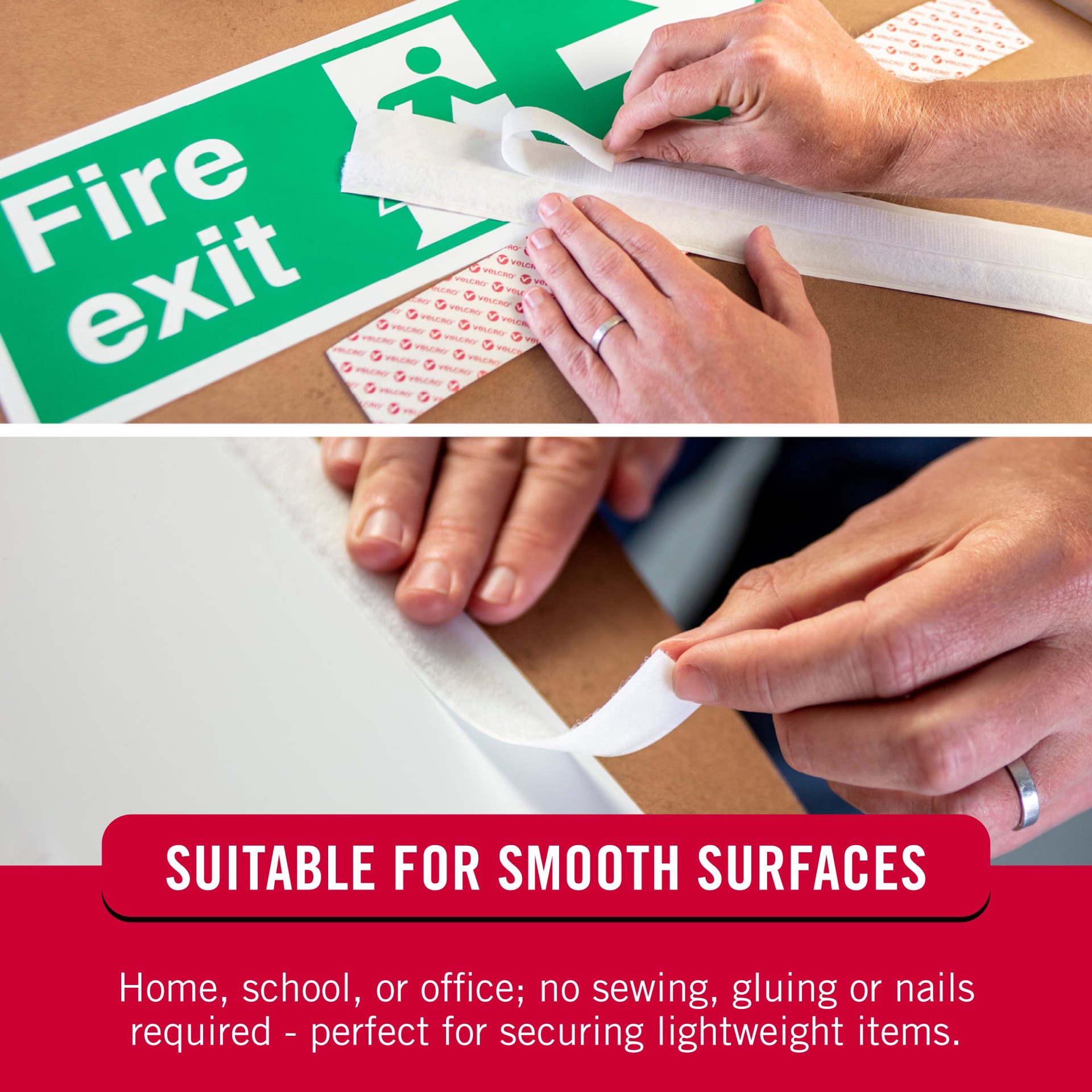 slide 5 of 6, VELCRO Brand 15 Feet White Hooks Sticky Back 15ft x 3/4in Roll White Hook loop fastener 100-lin ft 5-lb Weight Capacity, 1 ct