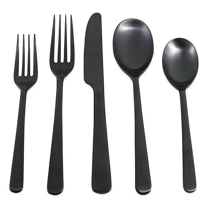 slide 1 of 1, Cambridge Silversmiths Julie Satin Flatware Set - Black, 20 ct