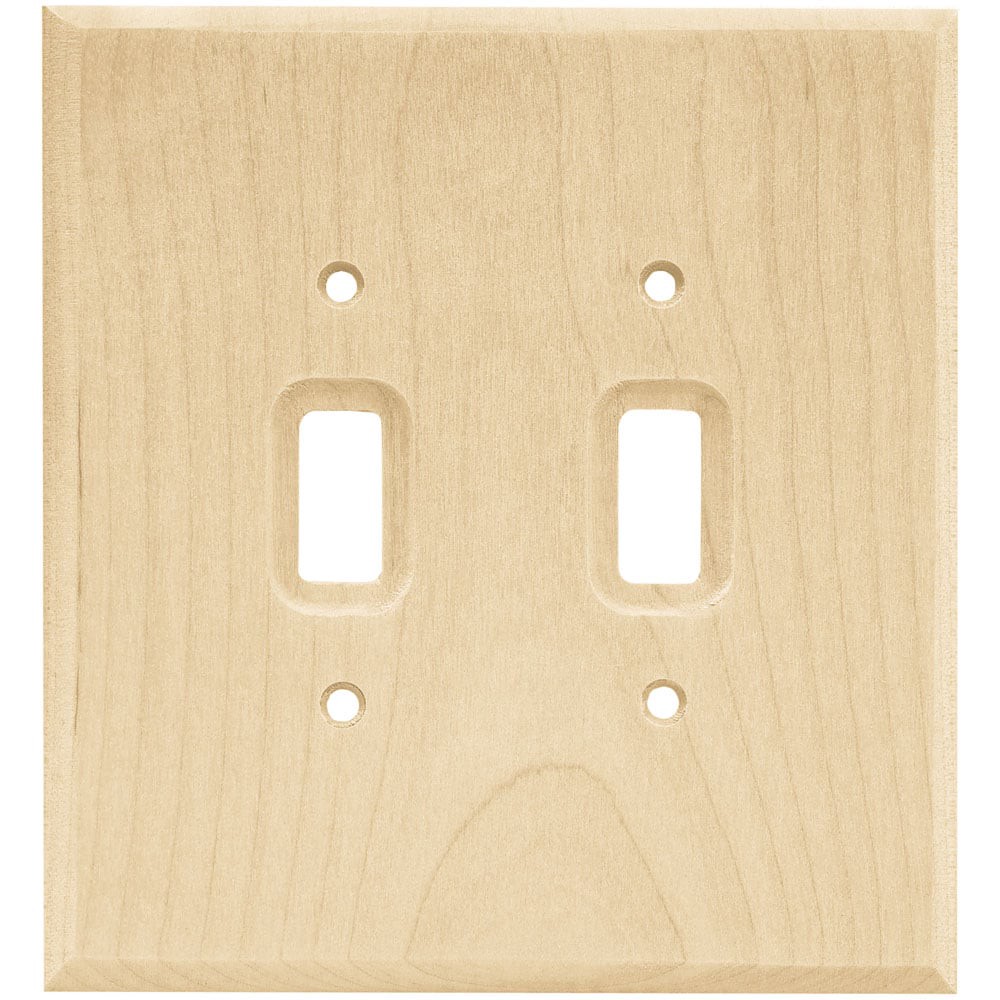 slide 1 of 6, allen + roth Wood Square 2 -Gang Midsize Size Light wood Wood Indoor Toggle Wall Plate, 1 ct