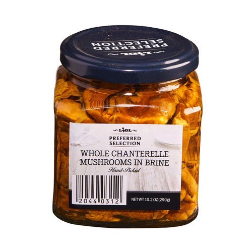 Lidl Preferred Selection whole chanterelle mushrooms in brine 10.2 oz