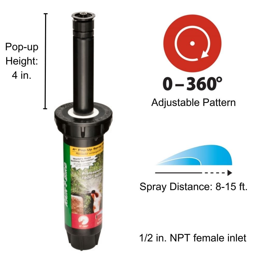 slide 2 of 6, Rain Bird 8-ft -15-ft Adjustable Spray 4-in Pop-up Spray Head Sprinkler, 1 ct