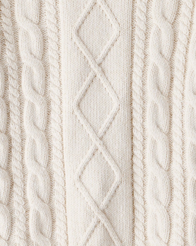 slide 2 of 3, Littleplanet Toddler Organic Cotton Cable Knit Sweater Whitecap Cream 3T, 3T