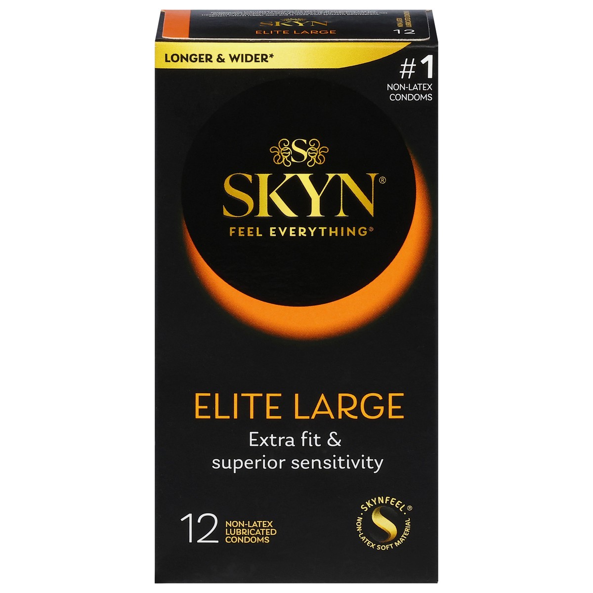 slide 1 of 8, SKYN Non-Latex Lubricated Elite Condoms Large 12 ea, 12 ct