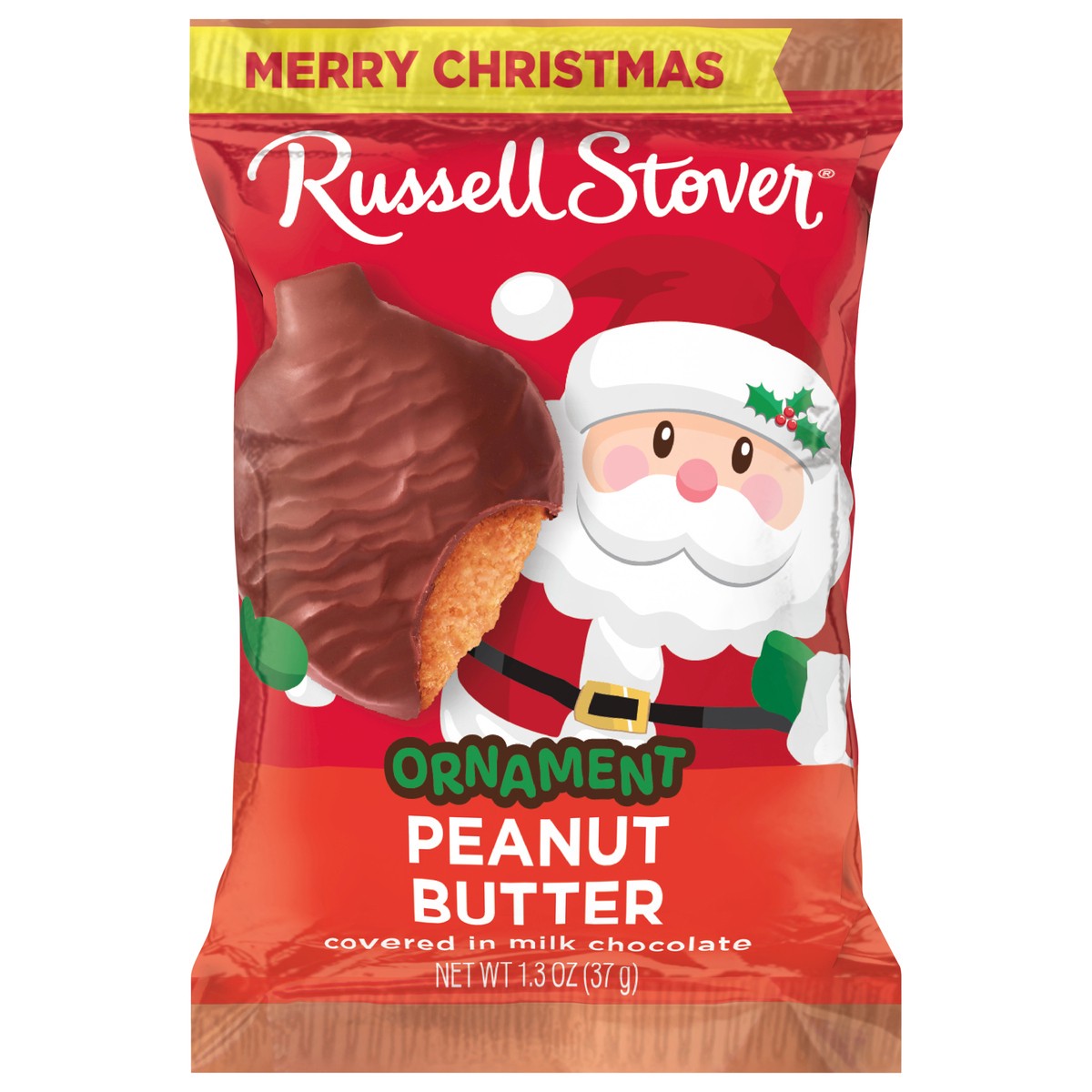slide 1 of 3, RUSSELL STOVER Christmas Milk Chocolate Peanut Butter Ornament, 1.3 oz., 1.3 oz