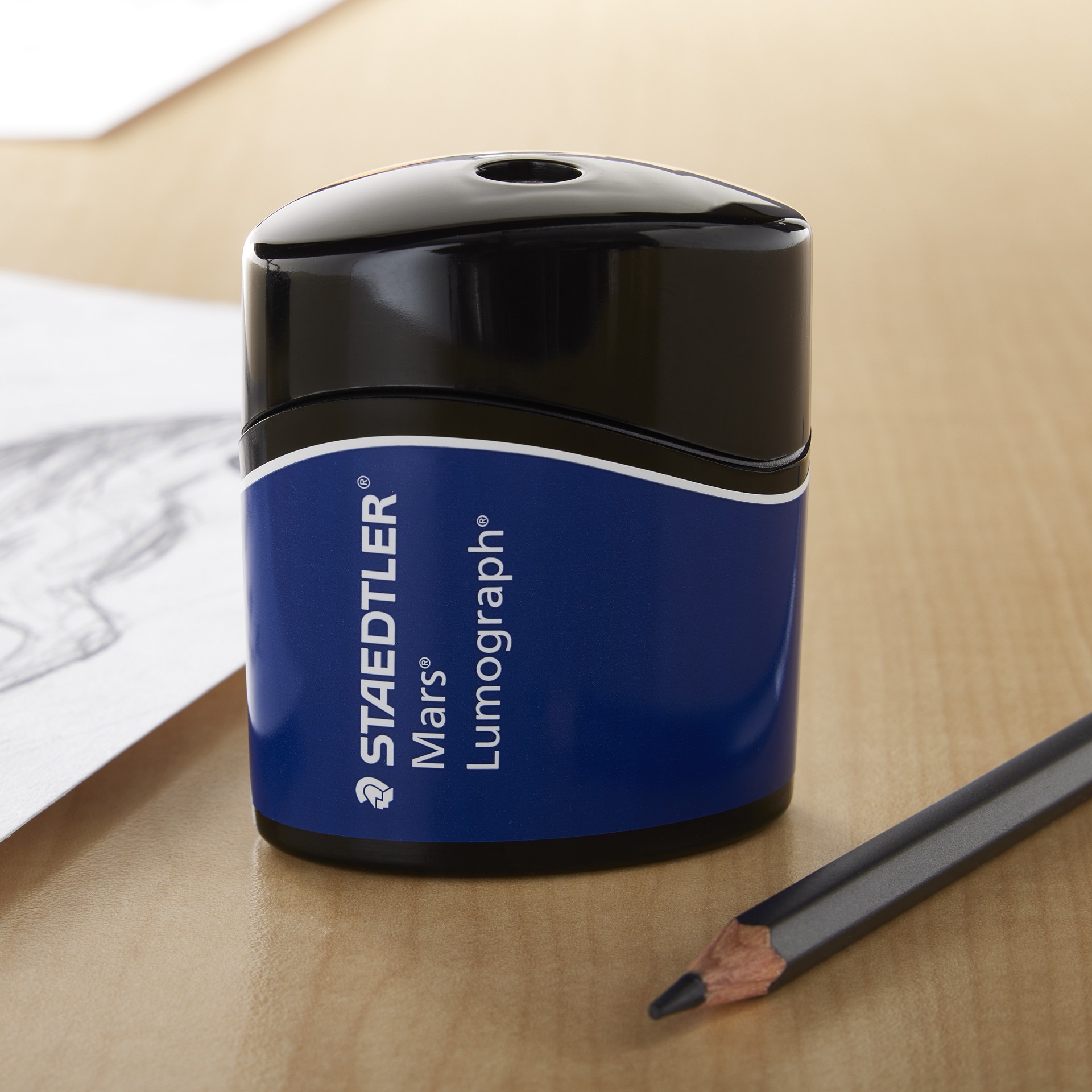 slide 2 of 3, STAEDTLER Mars Lumograph Pencil Sharpener, Black/Blue, 1 ct