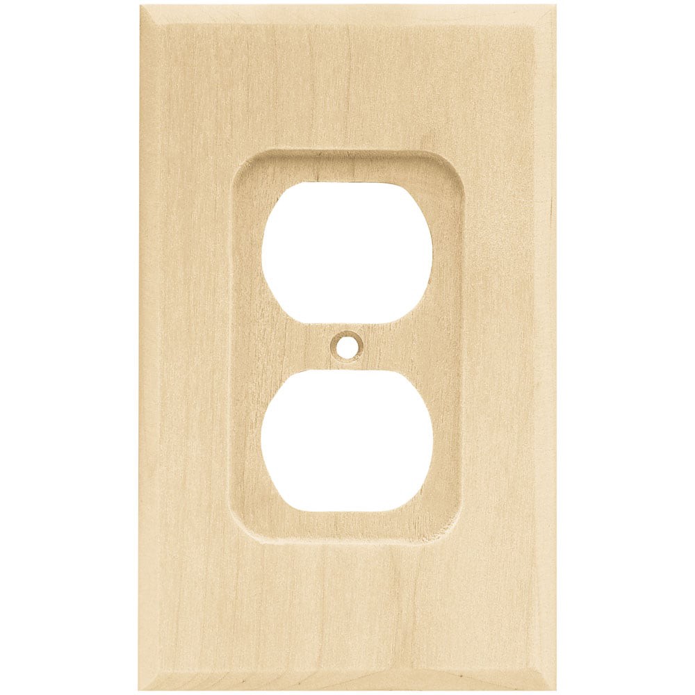 slide 1 of 6, allen + roth Wood Square 1 -Gang Midsize Size Light wood Wood Indoor Duplex Wall Plate, 1 ct