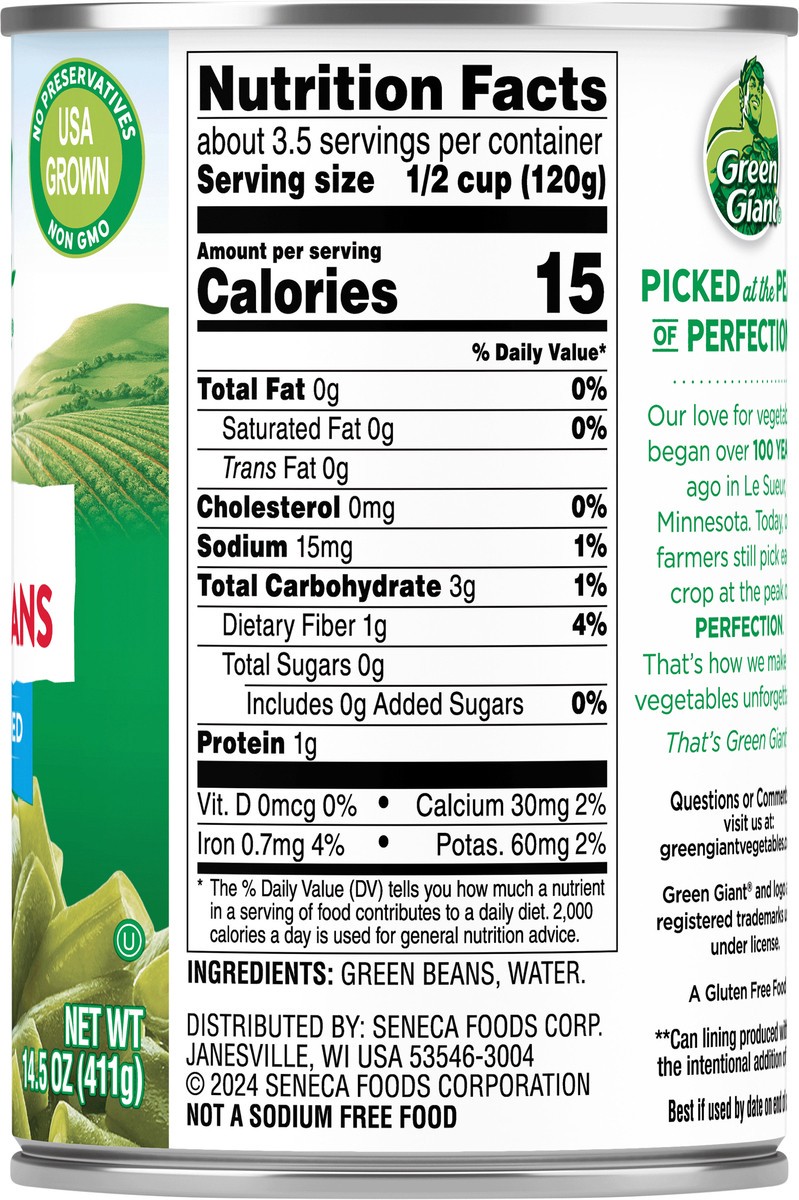 slide 7 of 8, Green Giant Green Beans No Salt, 14.5 oz