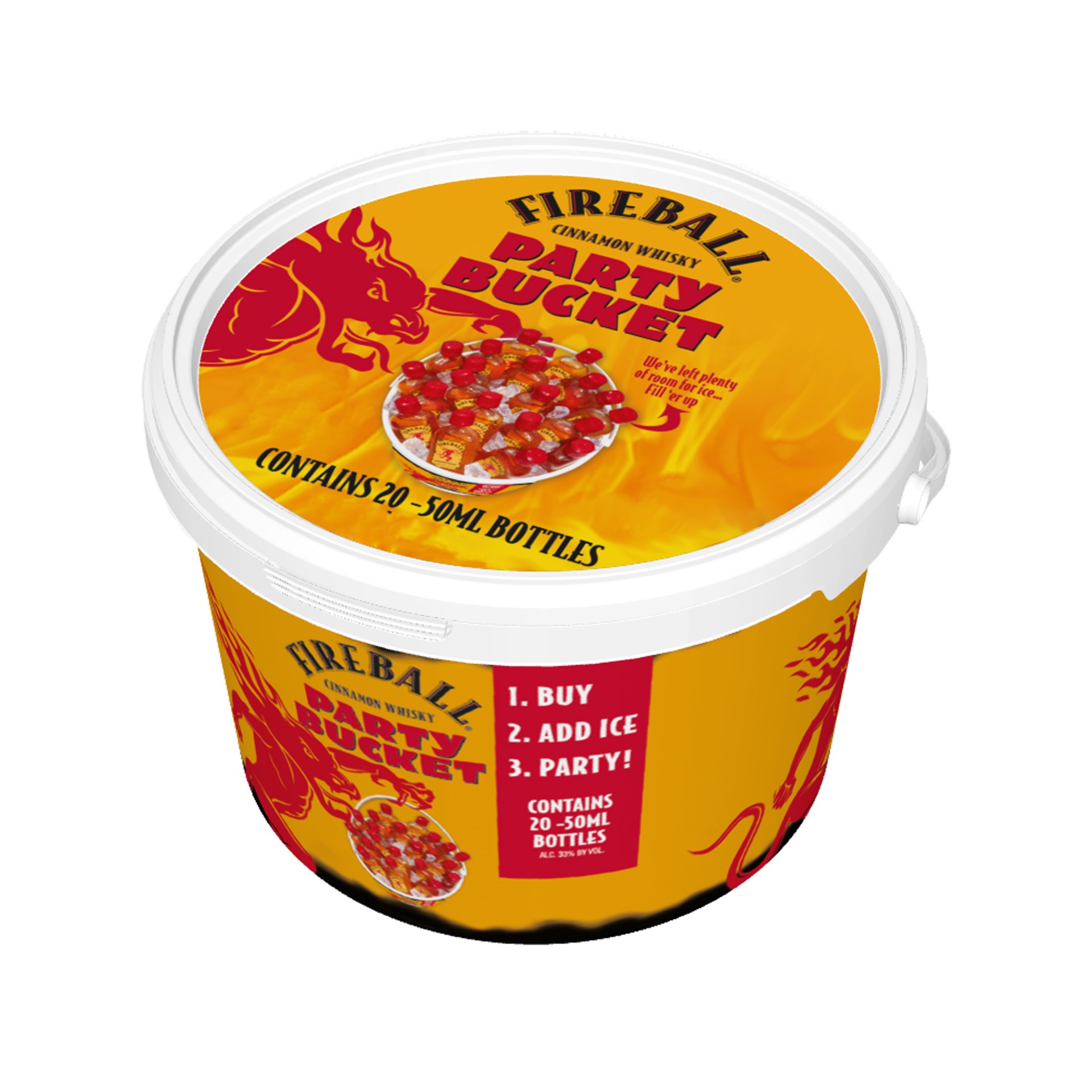 slide 1 of 7, Fireball Cinnamon Whiskey Party Bucket 20 Pack 50ml 66 Proof, 50 ml