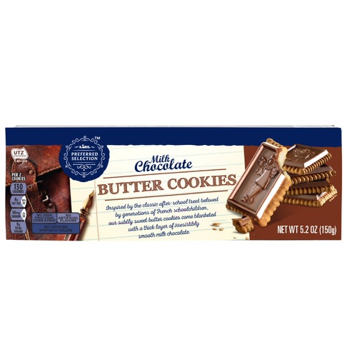 slide 1 of 1, Lidl Preferred Selection milk chocolate butter cookies, 5.2 oz