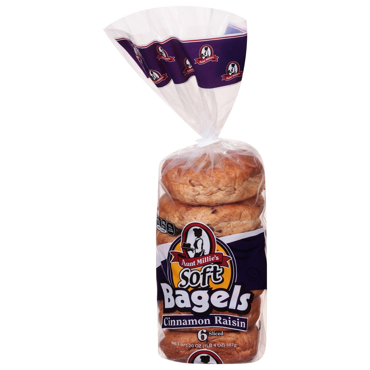 slide 8 of 9, Aunt Millie's Sliced Soft Cinnamon Raisin Bagels 6 ea, 6 ct; 20 oz