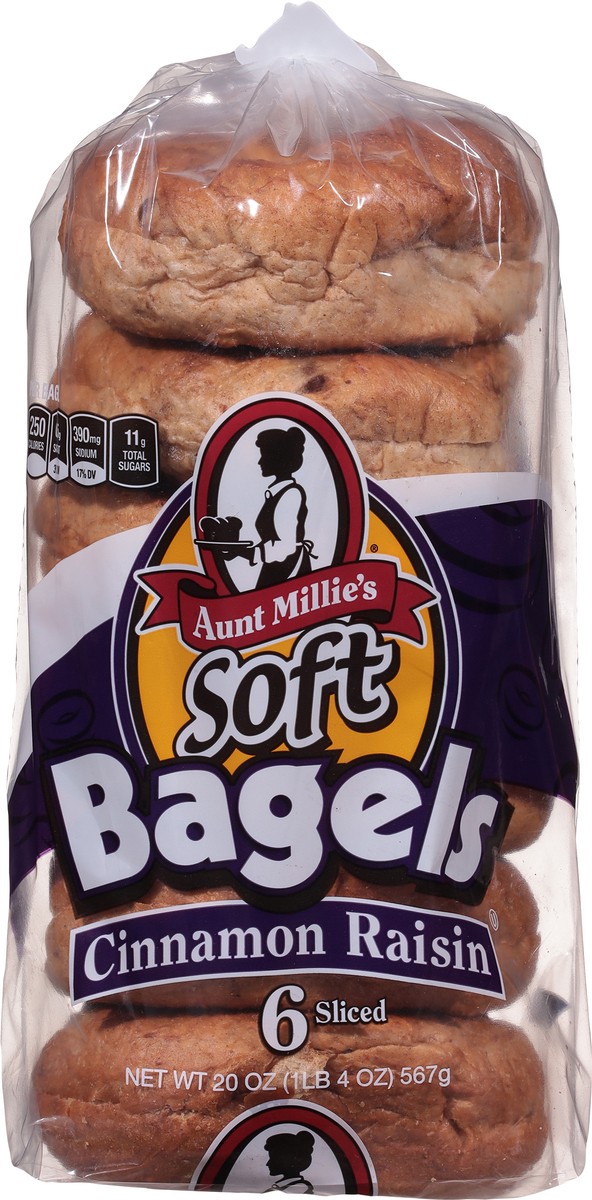 slide 2 of 9, Aunt Millie's Sliced Soft Cinnamon Raisin Bagels 6 ea, 6 ct; 20 oz