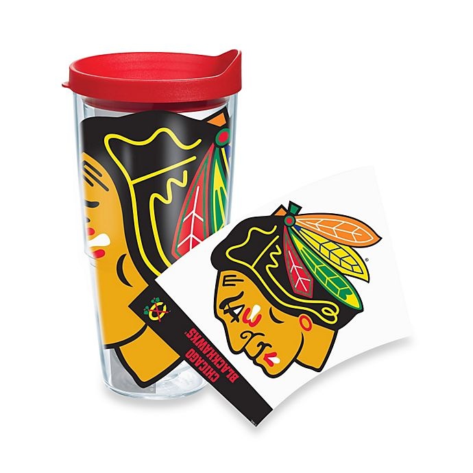 slide 1 of 1, Tervis NHL Chicago Blackhawks Wrap Tumbler with Red Lid, 24 oz