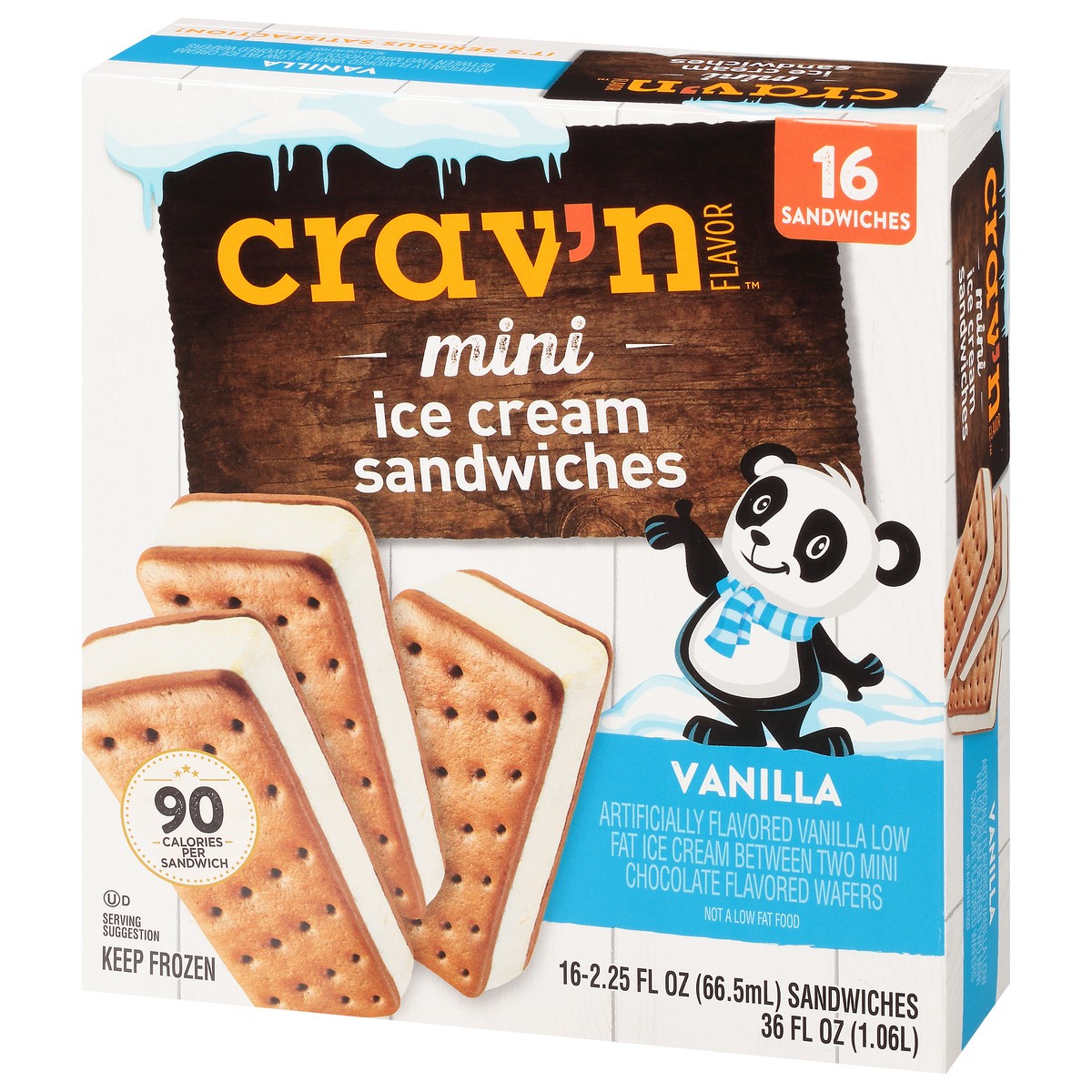 slide 3 of 9, Crav'n Flavor Mini Vanilla Ice Cream Sandwiches 16 ea, 16 ct