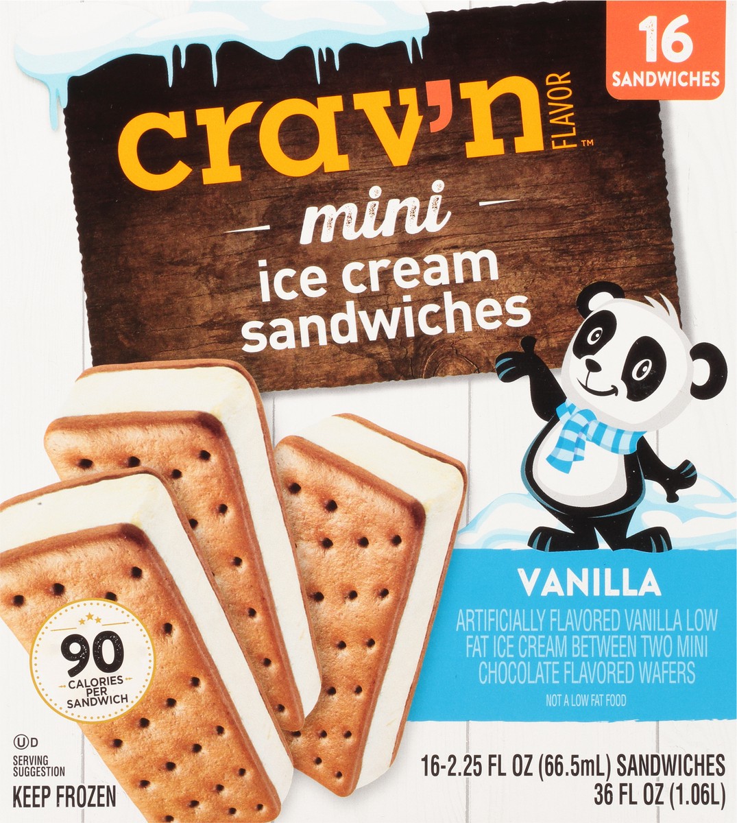 slide 5 of 9, Crav'n Flavor Mini Vanilla Ice Cream Sandwiches 16 ea, 16 ct