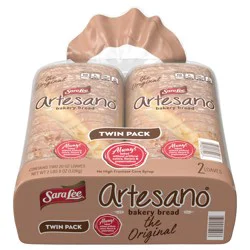Sara Lee Artesano Original Bakery Bread, 2 packs, Plain White Bread, 40 oz Bag