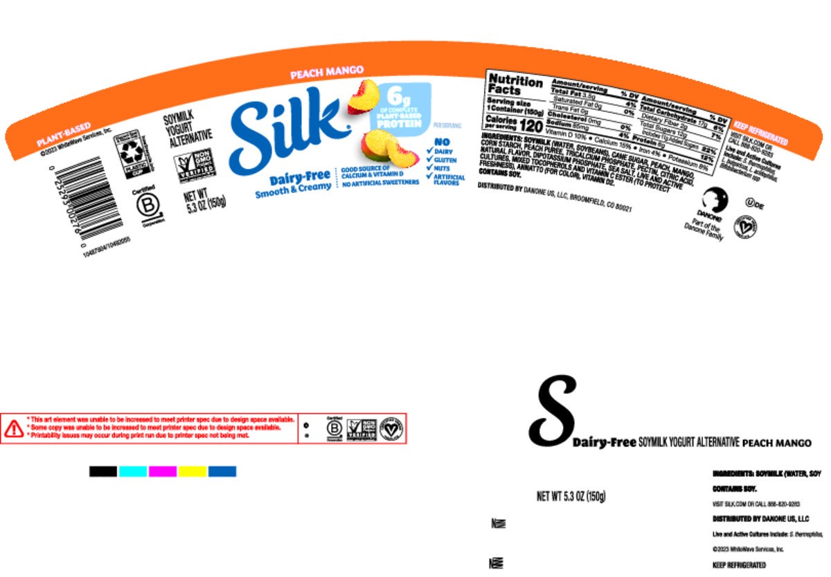 slide 13 of 14, Silk Peach Mango Dairy Free, Soy Milk Yogurt Alternative, Smooth and Creamy Plant Based Yogurt with 6 Grams of Protein Per Serving, 5.3 OZ Container, 5.3 oz